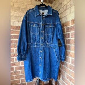 Rare LEE Button Down Heritage Dress Coat Knee Length Long Sleeve XL Blue NWT